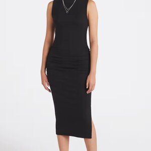 NWT Michael Stars Charlotte Fitted Midi Dress | Black | Size Medium